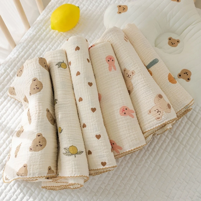 Cotton Swaddle Blanket Baby Floral Print Muslin Diaper New Born Crinkle Fabric Stroller Cover