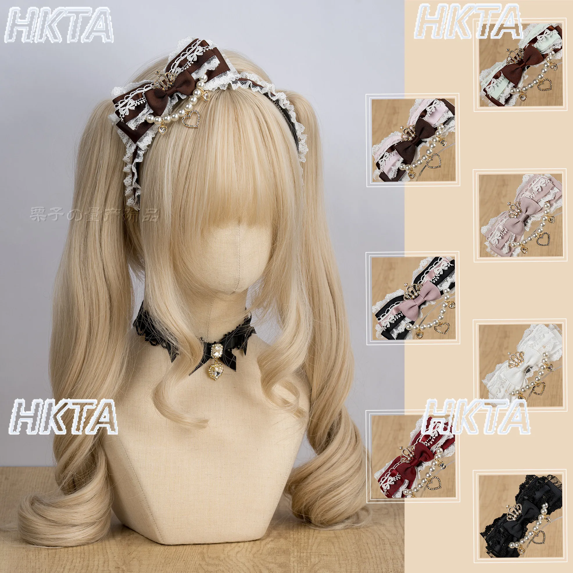 Handmade Japanese Lace Series Mass-Produced Chocolate Matching Headband 3D Bow Lolita KC Headband Girl Hairpin Hair Accessories