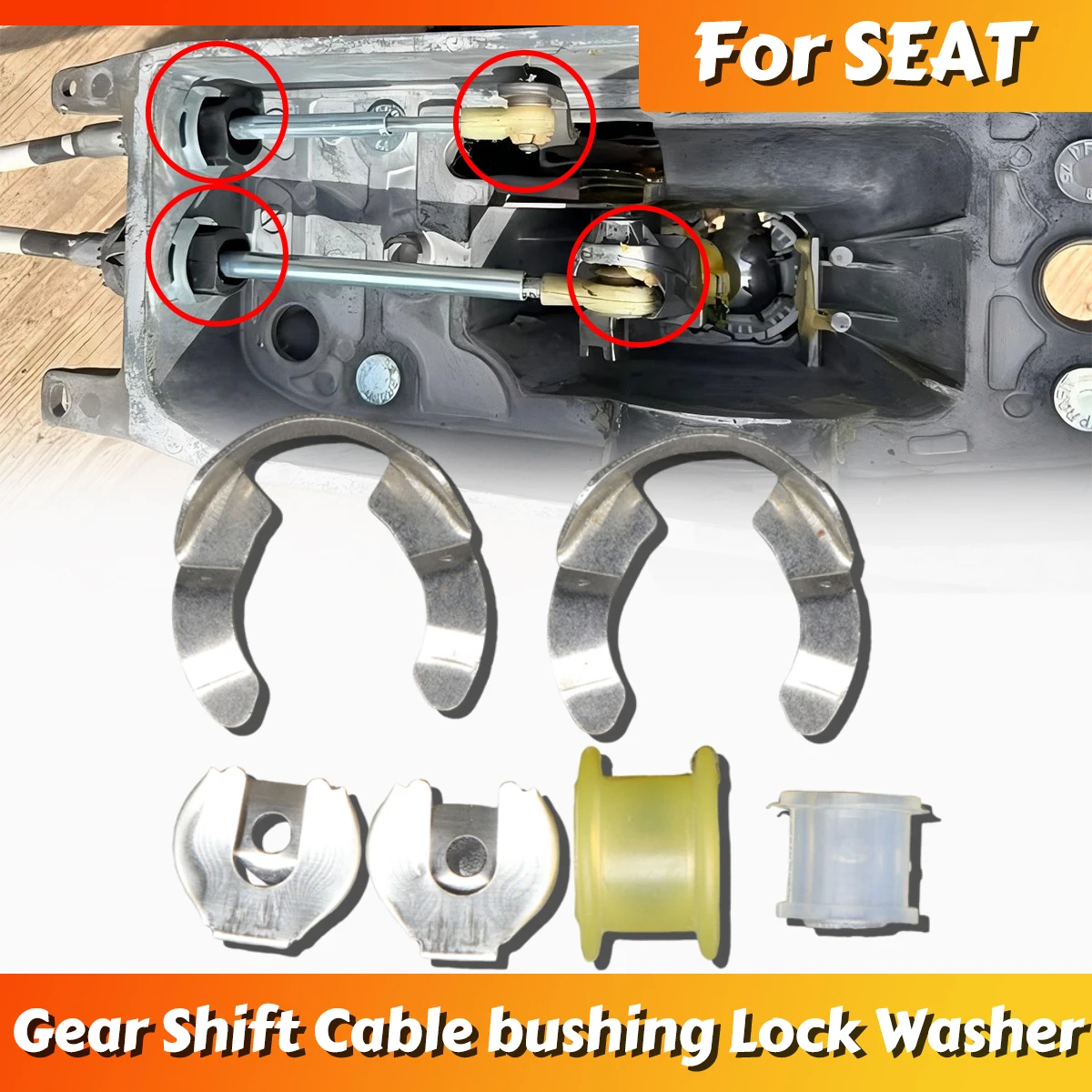 

For SEAT Leon 1M 1P 1999-2012 Gear Shifter Cable Bushing Selector Retaining Washers Lock Linkage End Rod Manual Trans Replace
