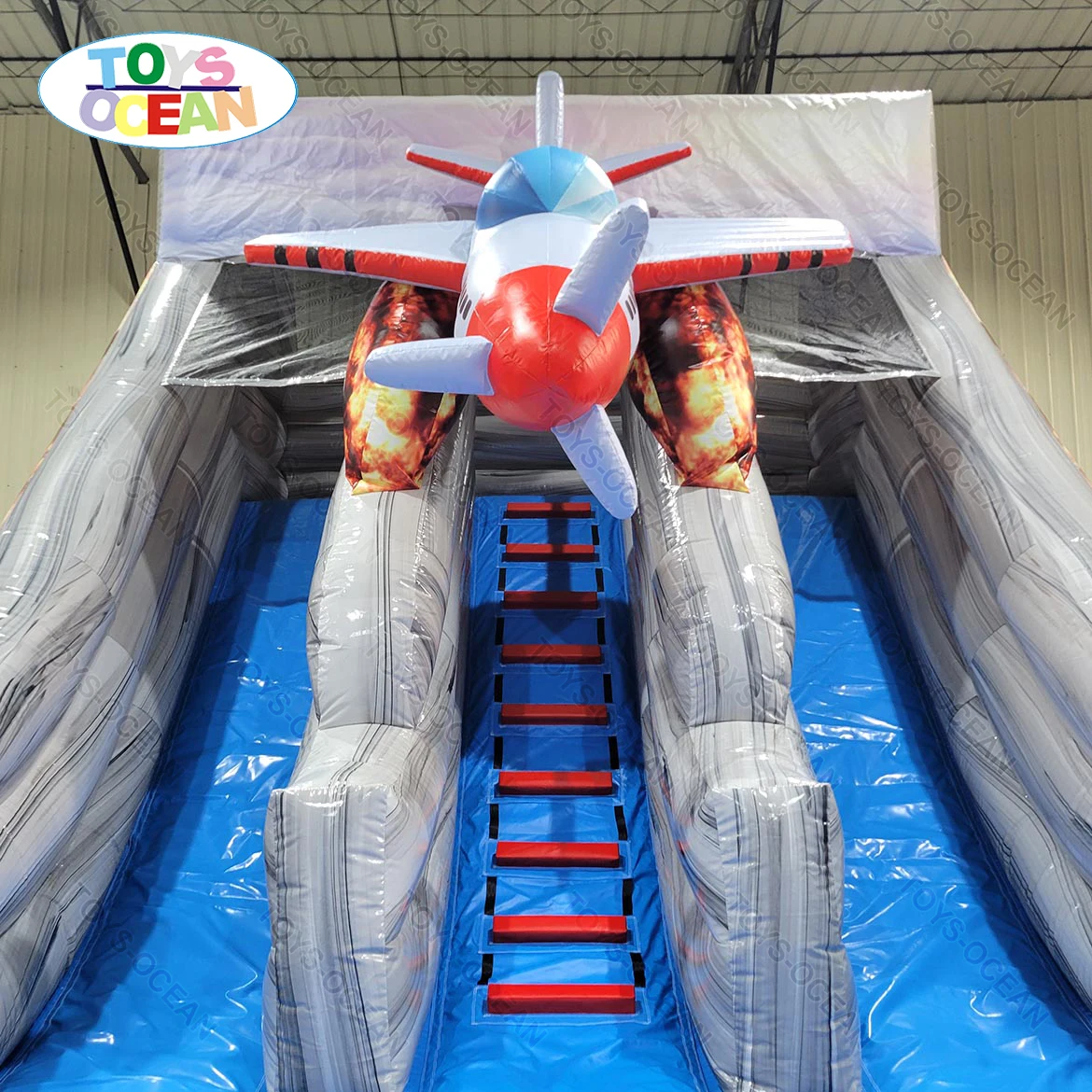 Customized Commercial Grade PVC Playground Airplane Themed Inflatable Double Slide Dry Slide for Sale