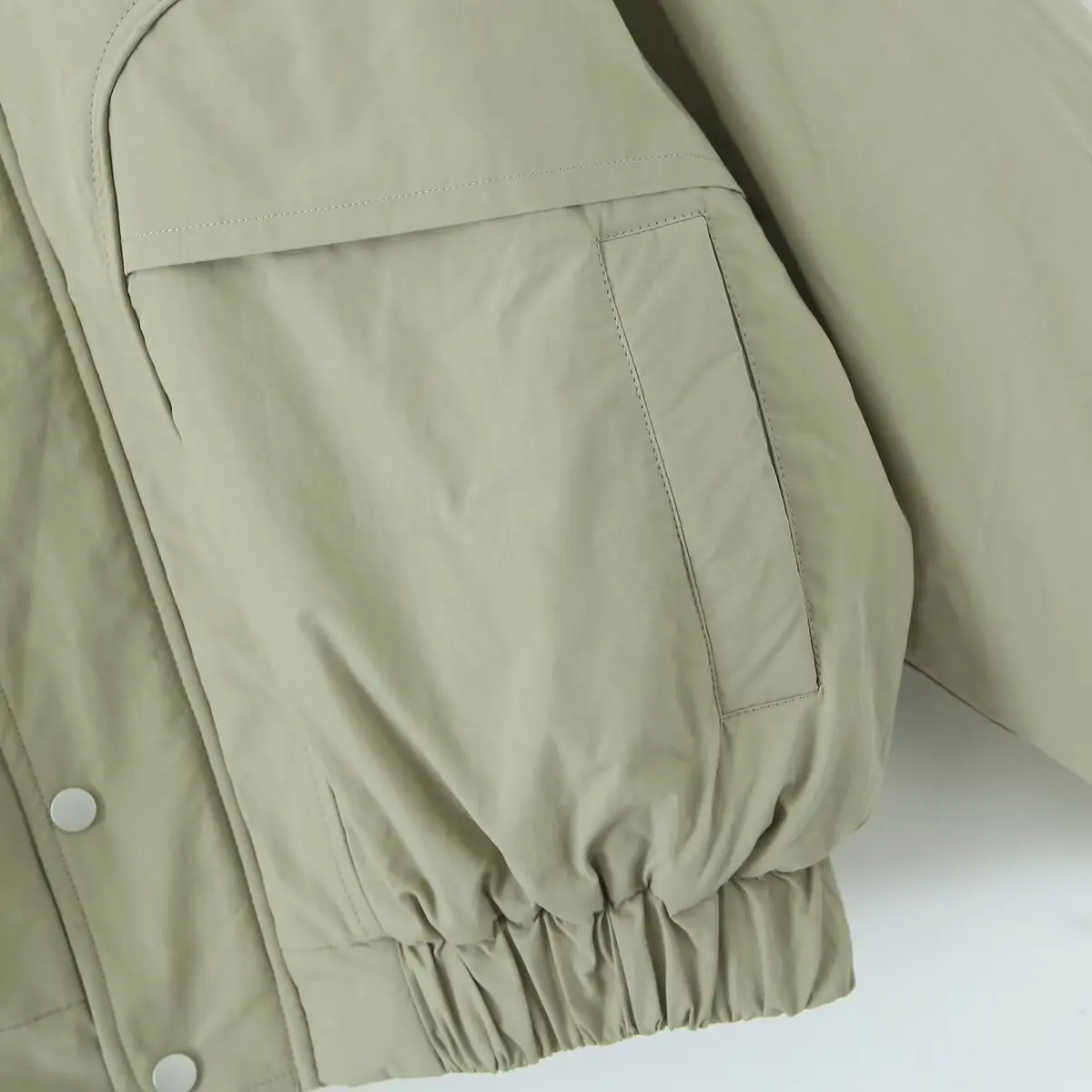 Giacca verde militare a contrasto retrò americana Di Dave & Di donna 2024 autunno giacca Bomber con spalla scesa Boyfriend allentata