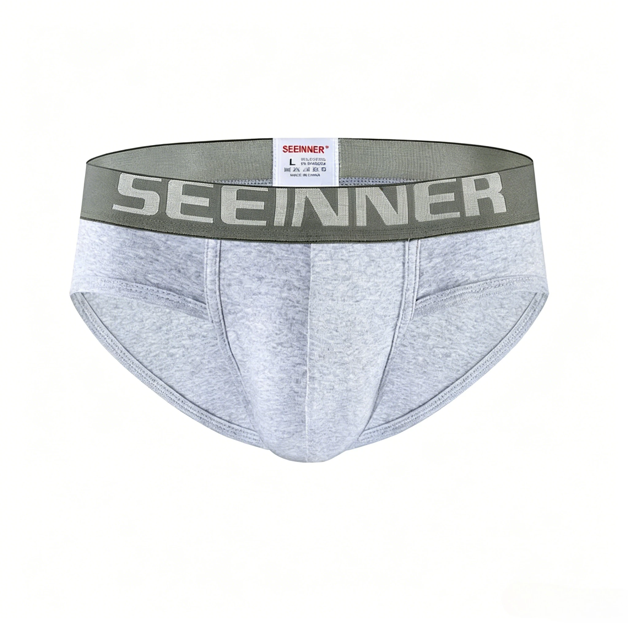 

Men Solid Cotton Briefs Low Rise Wide Letter Print Waistband Ribbed Soft U Convex Pouch Breathable Sexy Male Triangle Underwear