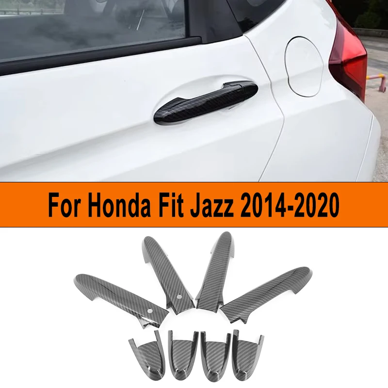 

Carbon Fiber Chrome Car Side Door Handle Cover Sticker Styling Accessories For Honda Fit Jazz 2014-2020 2019 2018 2017 2016 2015