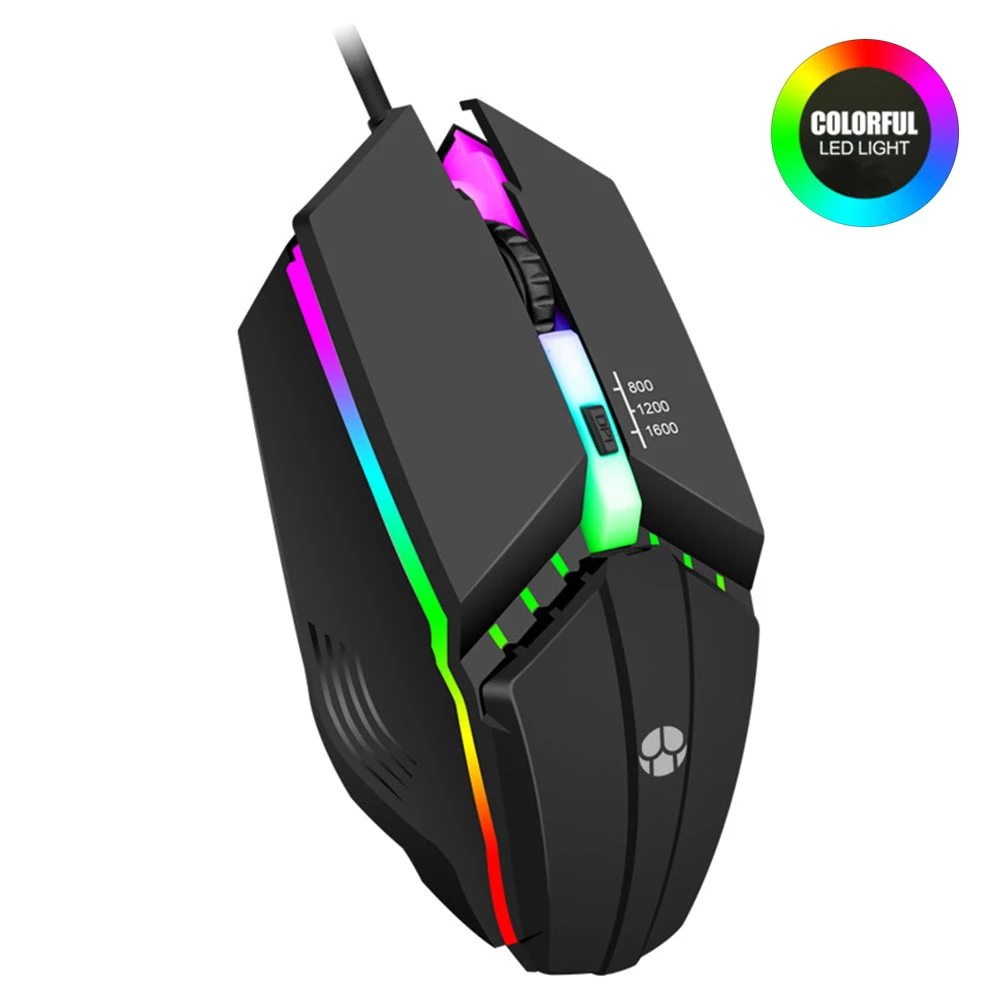 1600Dpi USB Wired Gaming Mouse LED Colorful Glowing Ergonomic Mechanical Coumpter Mouse 4 Button Office Gamer Mice For PC Laptop