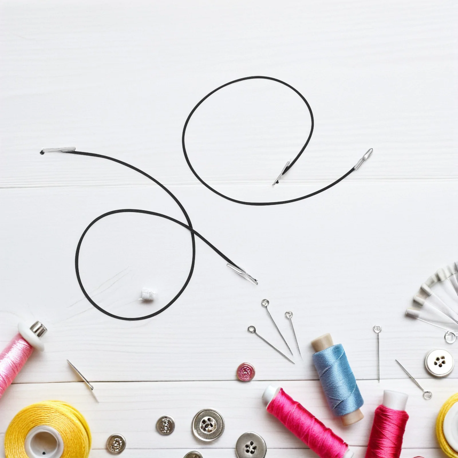 100 pçs cabo elástico farpado preto metal termina máscara extensível cinta extensor diy artesanato encadernação corda elástica resistente