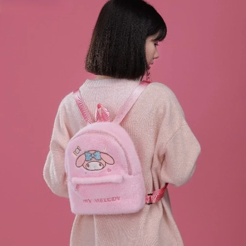 Sanrioed Plush Bag Autumn and Winter New Backpack Cartoon Cinnamoroll My Melody Kuromi Ladies Cute School Bag Children's Toys