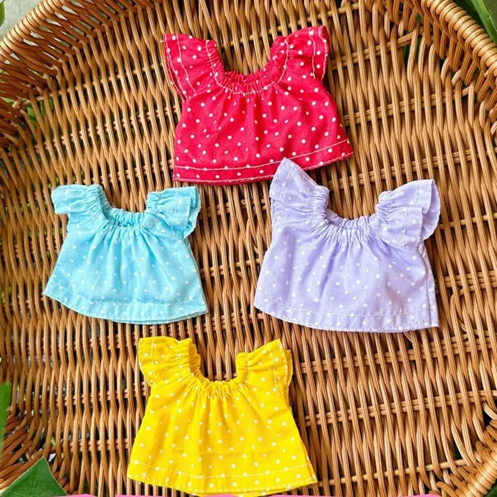 Fashion Doll Jeans Dresses Multistyles Casual Wears Cotton Doll Tops Dot Printed Dresses for 10cm Cotton Dolls High Quality