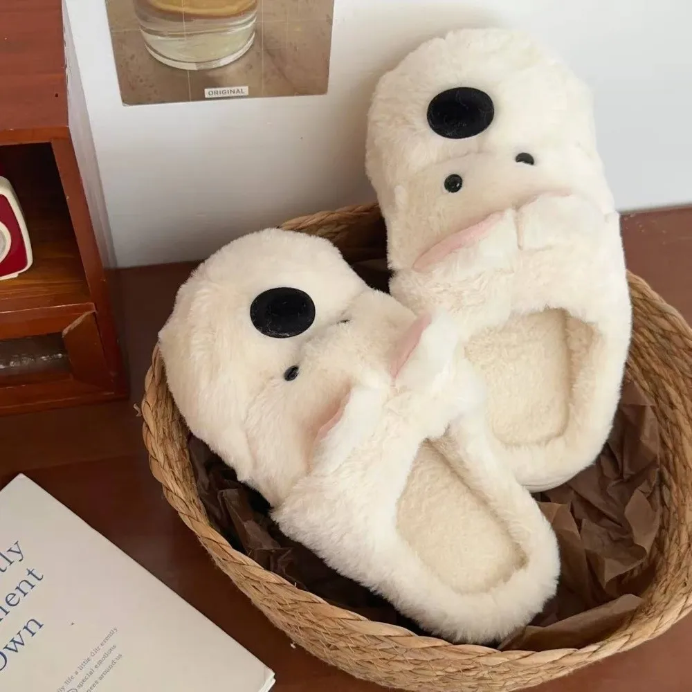 أنيمي رقيق الشتاء جرو النعال المرتفعات الغربية الكلب الكرتون الدافئة نِعال من الفراء المضادة للانزلاق سميكة سوليد Y2K شبشب كلب خارج #3