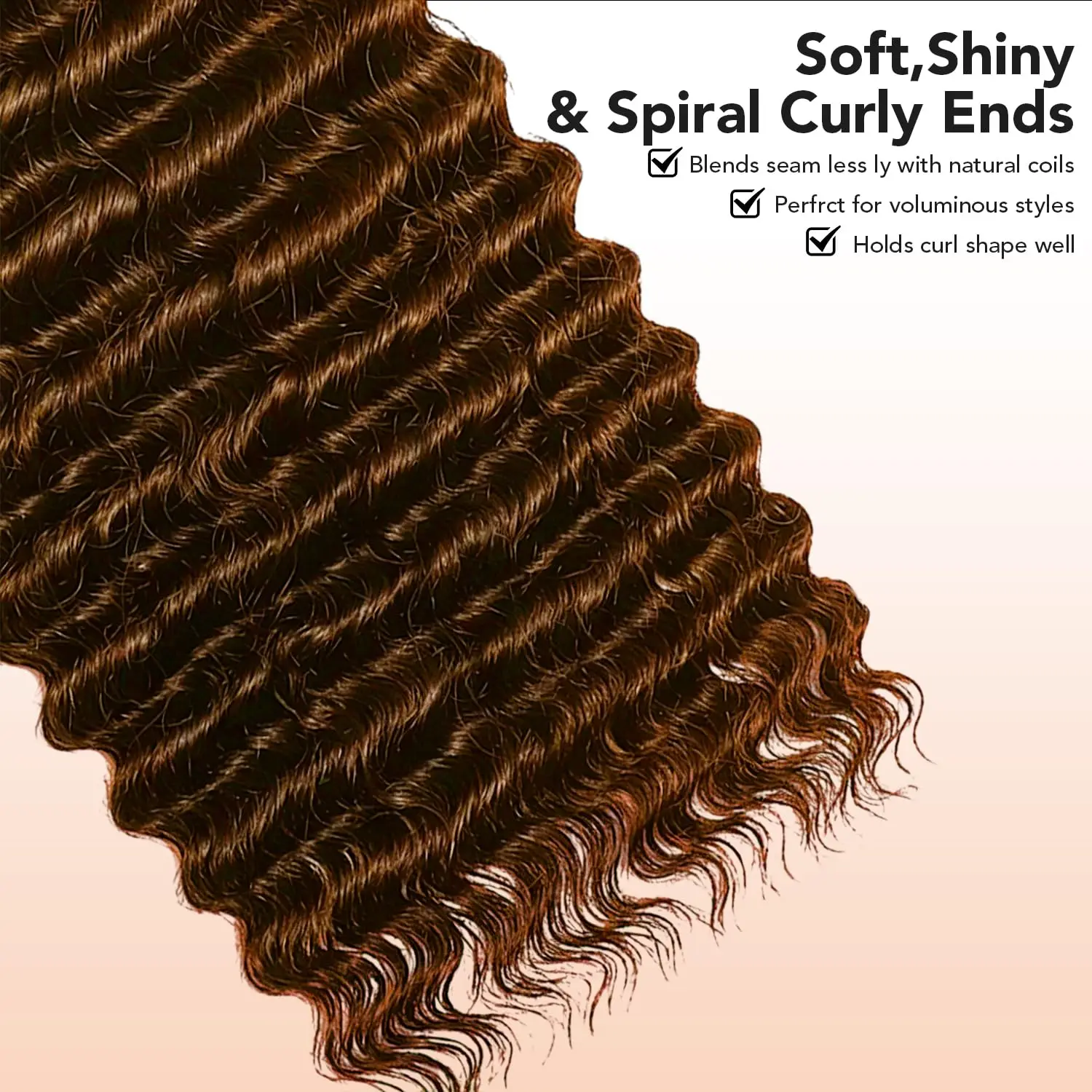 #30 Brown Feather Crochet Hair Extensions 16/20 Inch 60g/80g 100% Protein Fiber Synthetic Hair Deep#30 Wave Knotless Crochet Hair for Braiding No Weft Wet And Wavy Bohemian Braids 1 Bundle