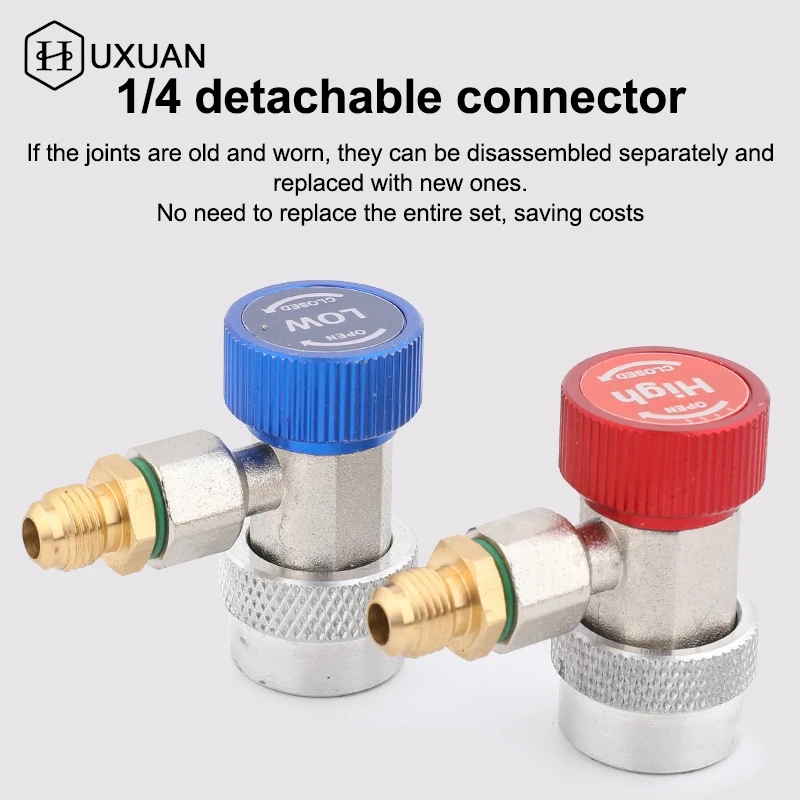 Freon R134a Cylinder Adapter Gas Injector Adjustable Low Connector Voltage Quick Release Hose Adapter Air Conditioning Installat