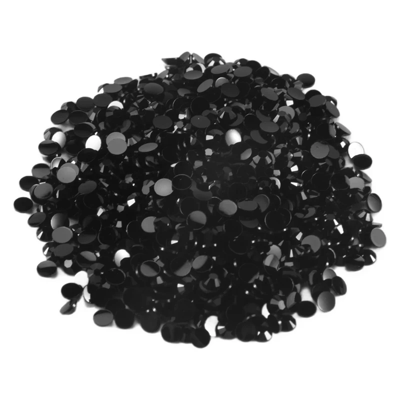 ABBR 2000個 クリスタルヒラタ アクリルラインストーンビーズ ネイルアート (ブラック)