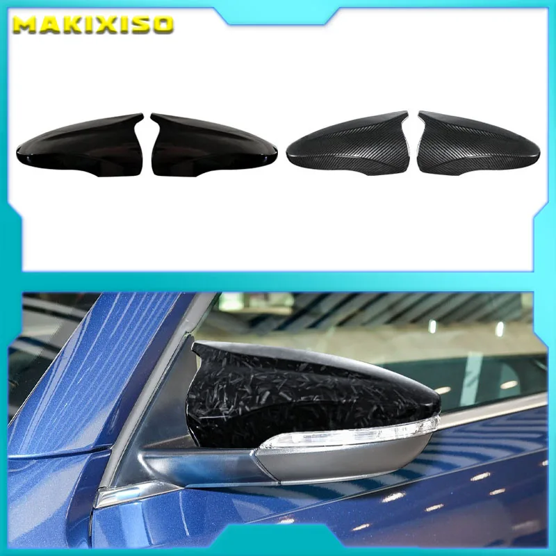 

For VW JETTA MK6 Volkswagen Passat B7 Scirocco Beetle CC Eos Black Horn Carbon Add on Rear View Mirror Cap Cover High Quality