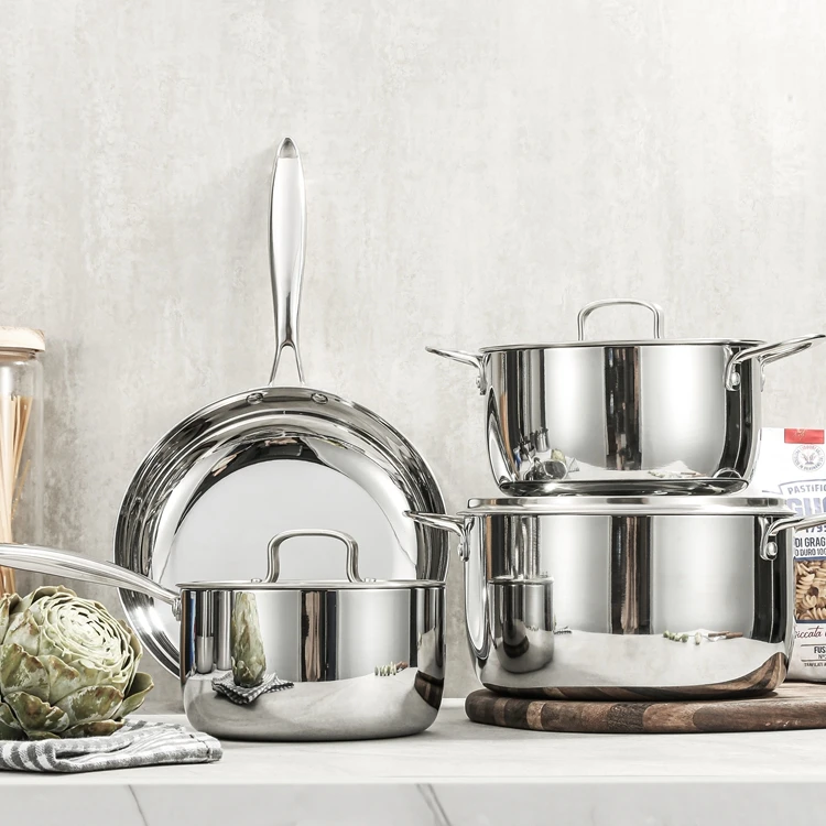 الأكثر مبيعا للتخصيص موقد عام المطبخ 7 قطعة ثلاثية تجهيزات المطابخ الفولاذ المقاوم للصدأ حساء صلصة أواني الطبخ مجموعات تجهيزات المطابخ #3