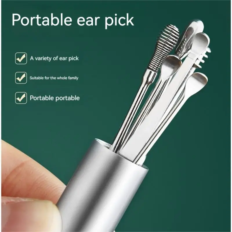 Stainless Steel Ear Picker Set Portable For Ear Puller Multi-Functional Ear Cleaning Safe Material Non-Slip Handle