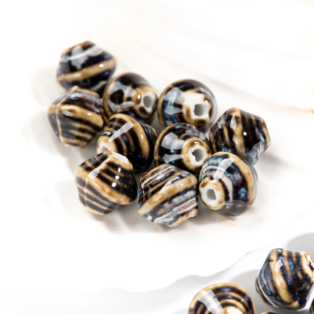 18#10pcs Wonderful Hearthstone Abstract Retro Element Art Ceramic Shaped Bead Jewelry Accessories #8A41612