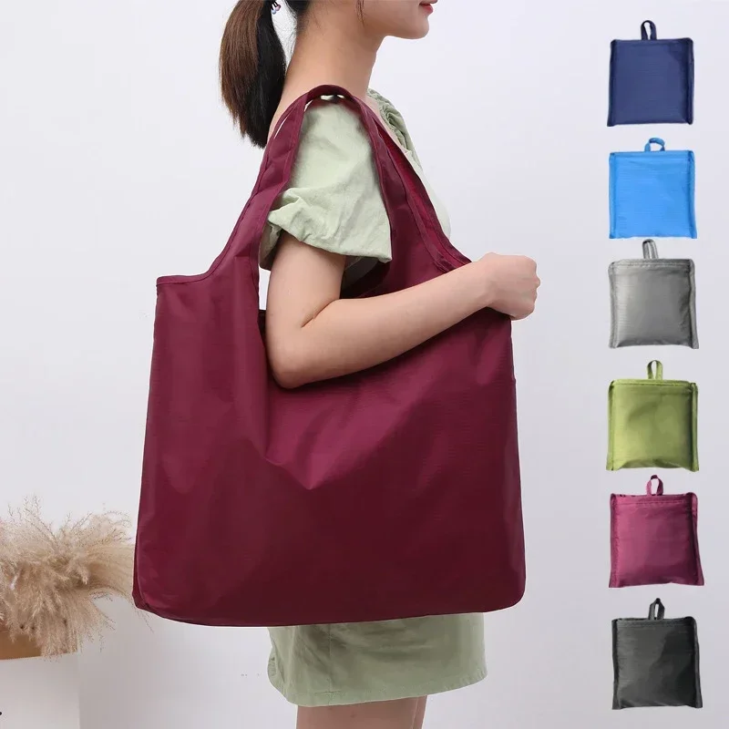 FLB01 ekologiczny składana torba na zakupy przenośny torebka na ramię wielokrotnego użytku do podróży spożywczych prosty jednolity kolorowy torba na zakupy