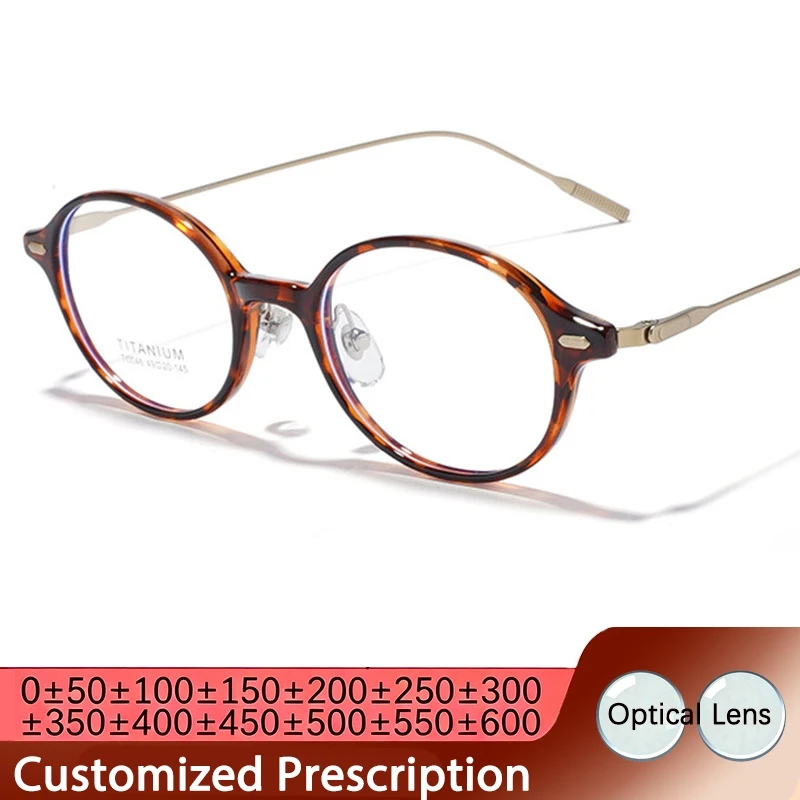 0 -0.5 -0.75 -1.0 To -6.0 Minus Degree Leopard Prescription Eyeglasses Women Men Oval Anti Blue Light Computer Optical Glasse