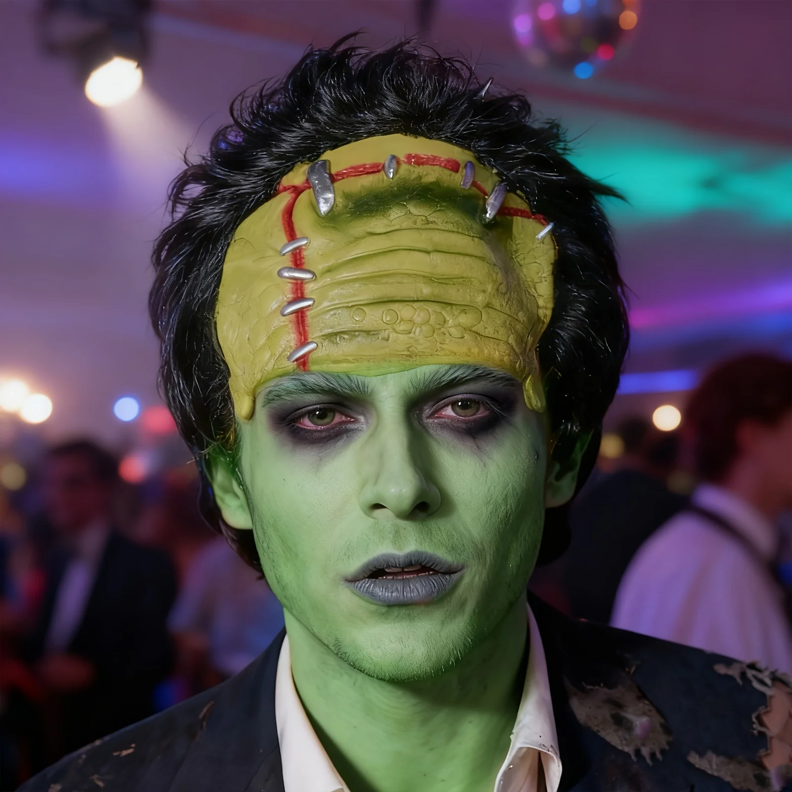 

Black Spiky Green Monster Synthetic Wig Halloween Costume Accessory Short Wig Scary Horror Party Cosplay Prop for Adults