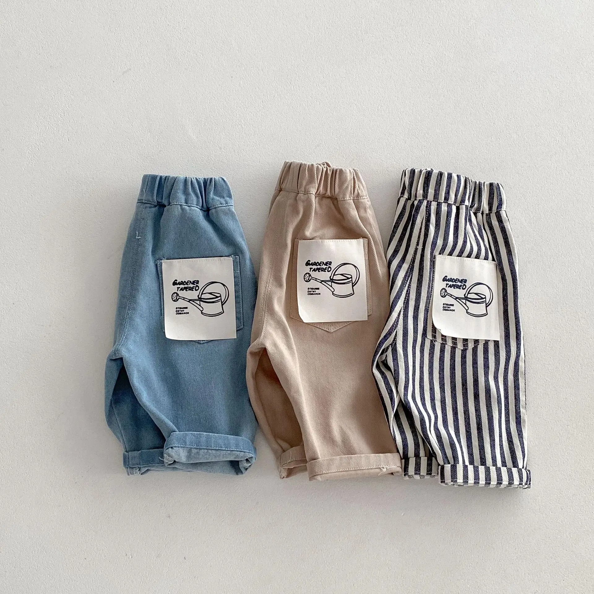 0-5 Jahre Frühling Herbst Kinderhosen Koreanischer Stil Kinder-Jeans Einfarbig und Gestreift Jungen Mädchen Denim-Hosen Kinderhosen – Detail 9