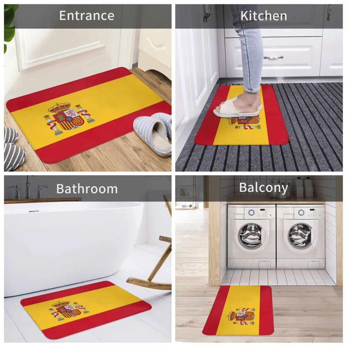 Flag Of Spain Non-slip Doormat Floor Mat Dust-proo Carpet Rug for Kitchen Entrance Home Balcony Footpad Mats