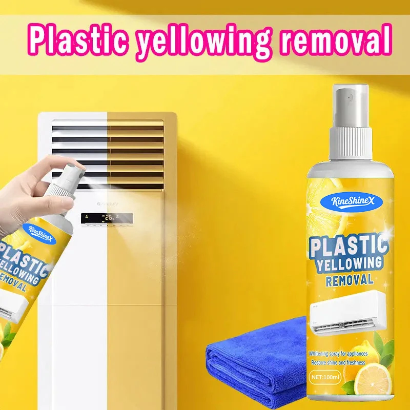 100ml Yellowing  Appliance Whitening Cleaner Yellow Stain Remover Restores Shine on Air Conditione Refrigerator  with Towel