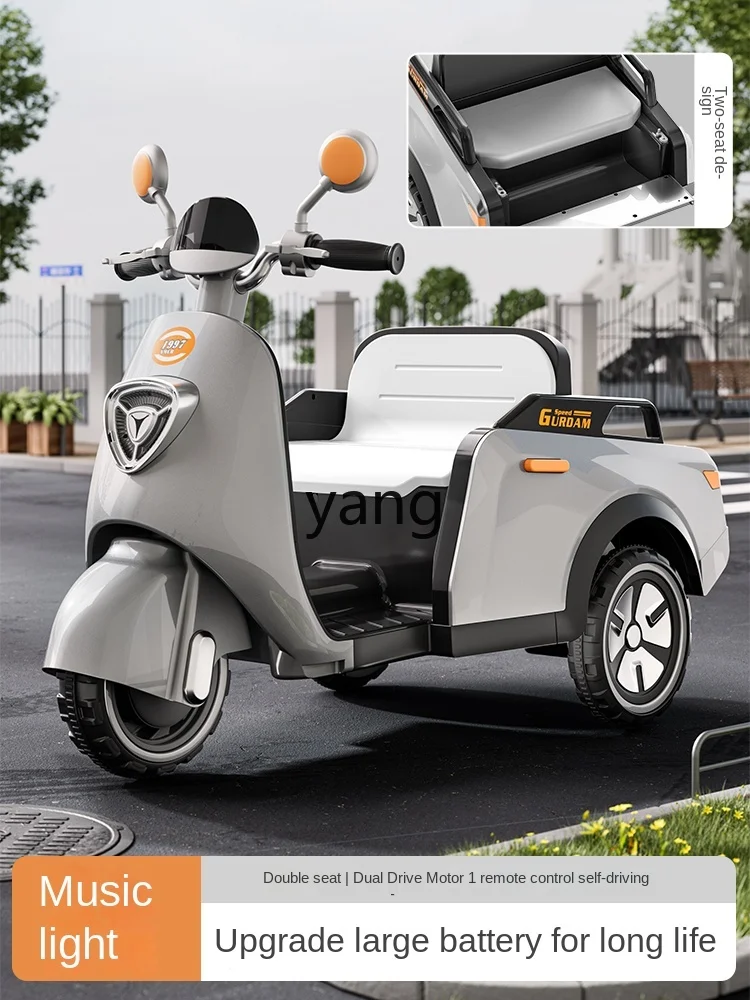 CX Children's Electric Motorcycle Tricycle Boys and Girls Baby Car Children Can Sit and Charge Double Remote Control Toy Car