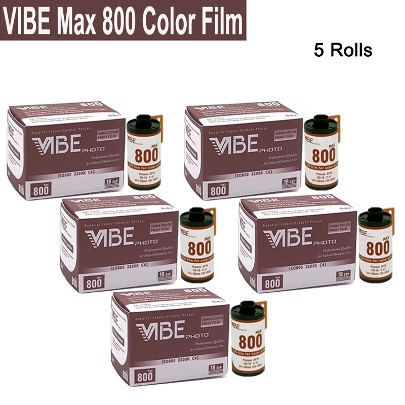 גליל/3 רול/5 רול/10 לחמניות vibe מקסימום 800 סרט צבע iso 800 135 שלילי 35 מ 