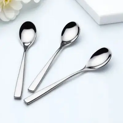 

6Pcs Reusable Stainless Steel Teaspoon Set Polished Finish Healthy Non-Cutting for Kitchen Coffee Bar Restaurant Use