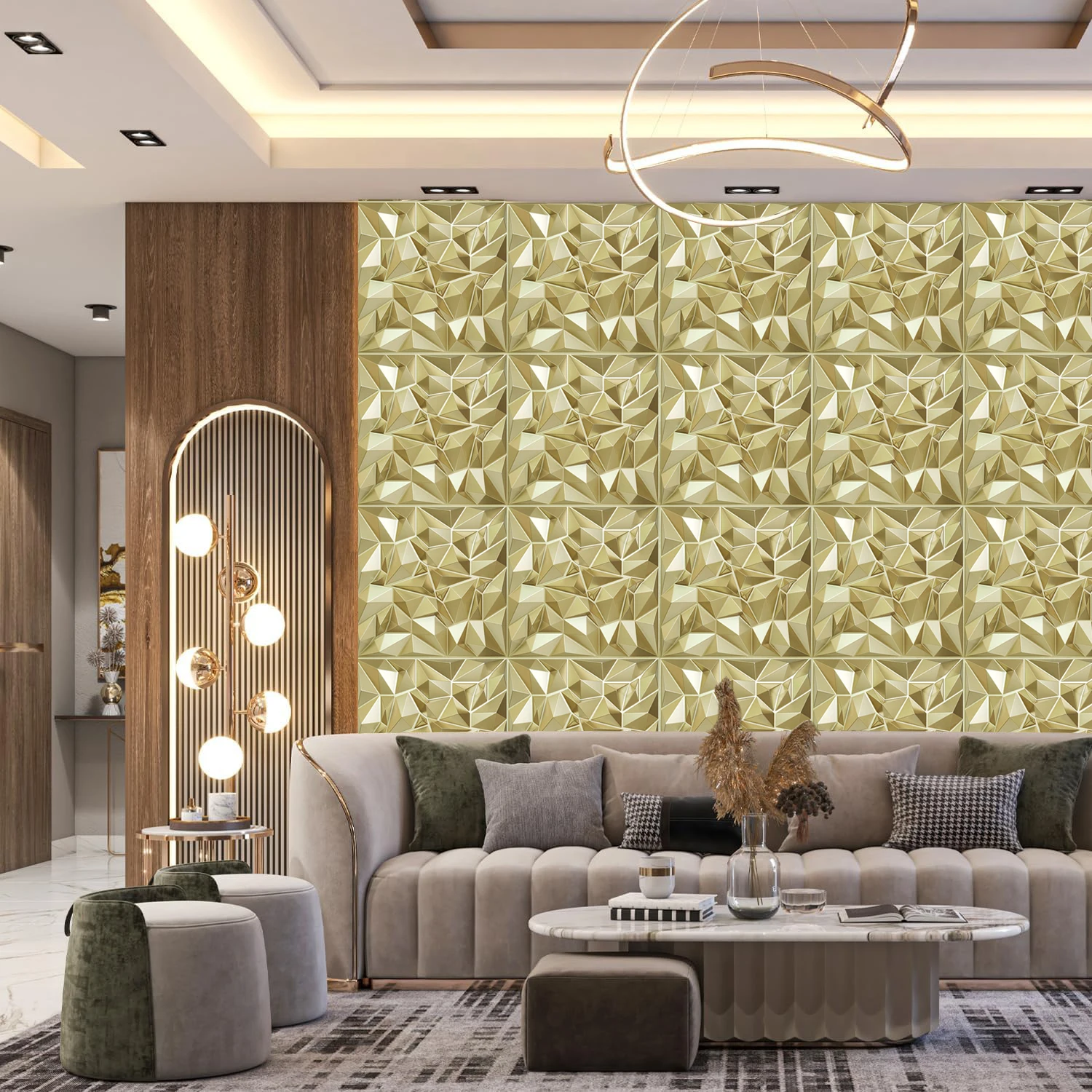 Creative Diamond Mosaic 3D Wallpanel Living Room Background Wall Decor Modern Three-dimensional Irregular wall sticker Decor