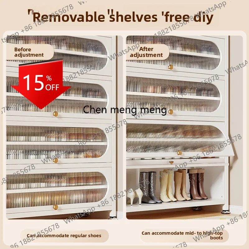 

P178 Narrow Shoe Cabinet Wooden Multifunctional Large Capacity Storage Cabinet Simple Shoe Rack Sturdy and Glass Door Dustproof