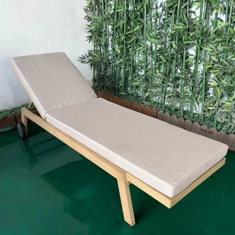 كرسي استرخاء خارجي قابل للطي على الشاطئ من خشب الألومنيوم #5