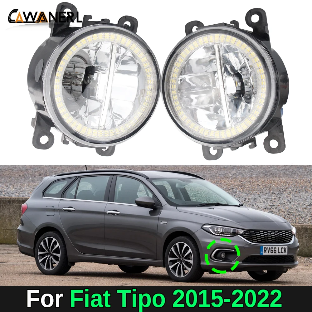 

2 Pieces 30W Car Canbus LED Fog Light Angel Eye DRL Daylight H11 For Fiat Tipo Wagon Hatchback Cross 2015-2022 (Except Sedan)