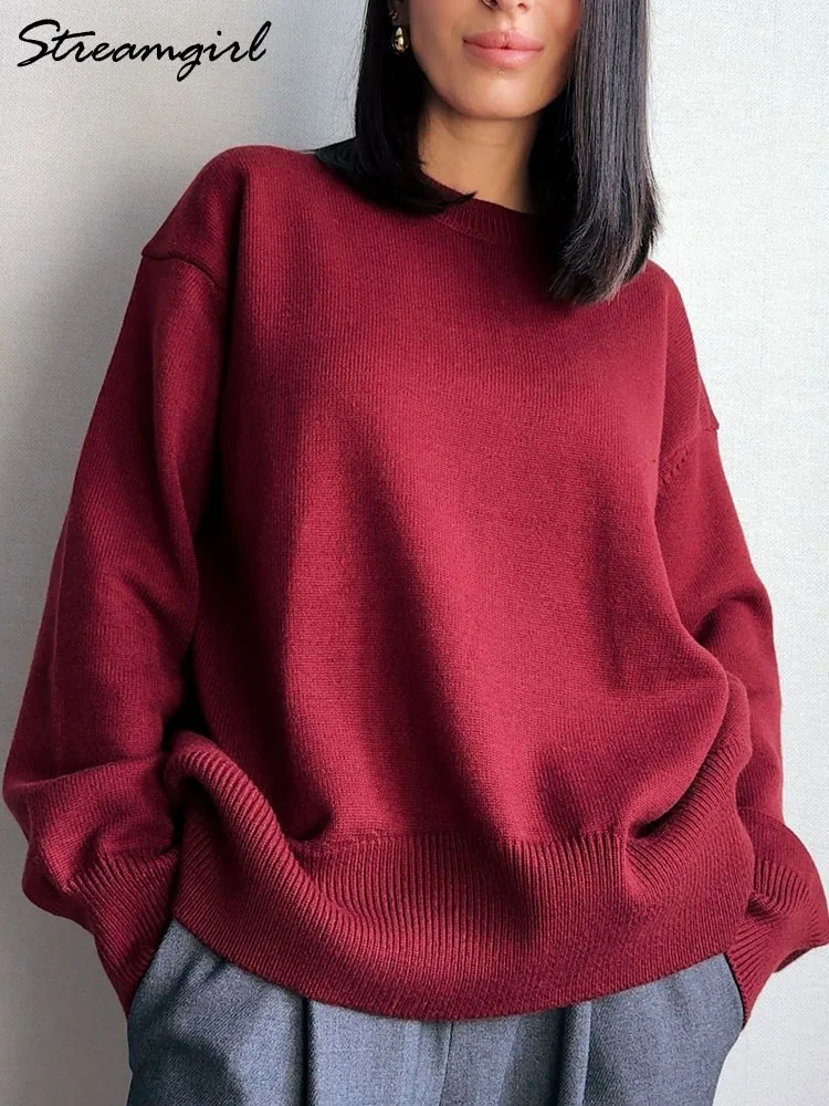 Light Blue Oversized Sweaters For Women Trend White Loose Sweater Casual Autumn Winter Warm Thick Knit Sweater Women Jumper
