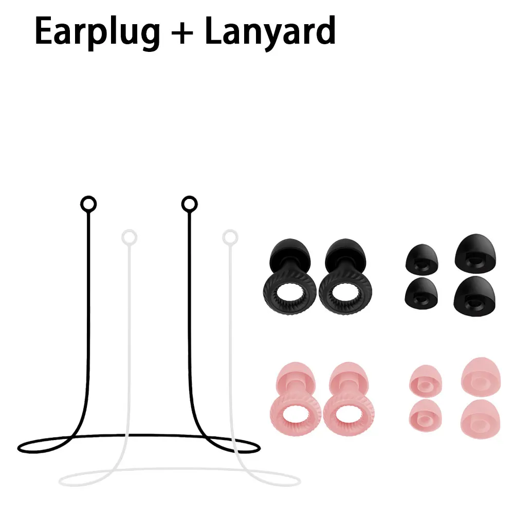 Noise Suppression Earplug Kit 2Pairs Earplugs, 2Pcs Silicone Anti-Lost Strings, Perfect for Construction Work