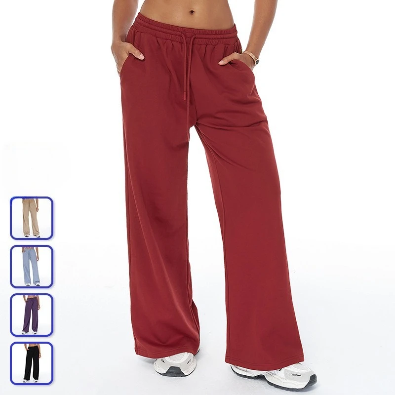 Winter Yoga Pants Women's High Waist Wide Leg Sports Leggings Gym Fitness Straight Pants Pocket Casual Loose Outdoors Sweatpants