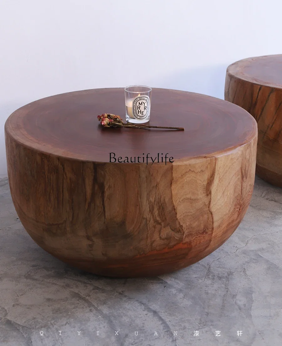 FGLog tree root tea table Small apartment Wabi Bengfeng round stump tea table
