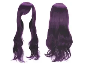 Perucas encaracoladas roxas longas para mulheres, fantasia de cosplay, cabelo cheio, 28 polegadas, 70cm