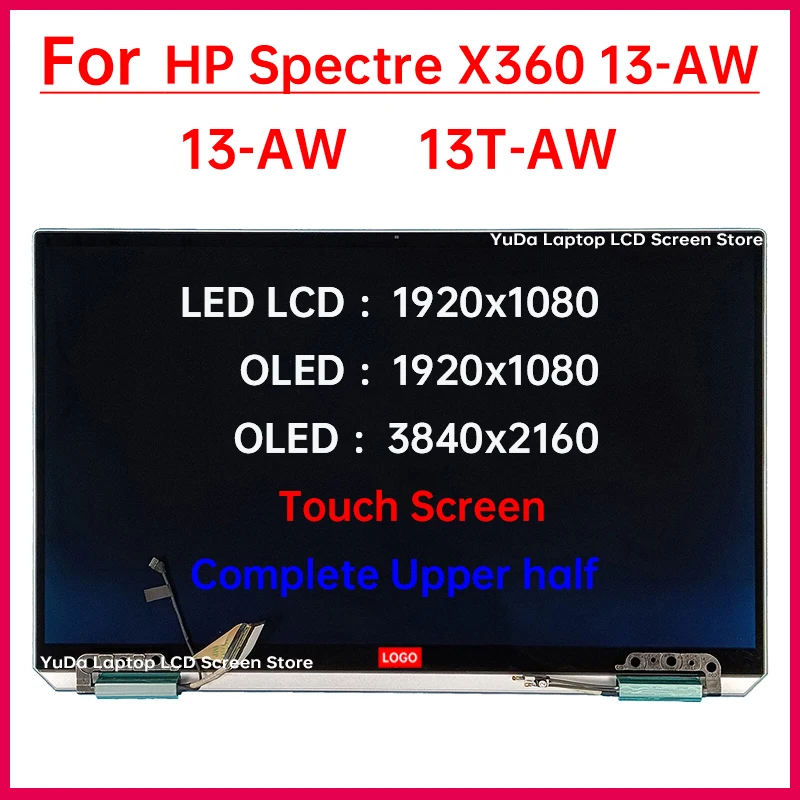 

13.3" Laptop LCD Touch Screen For HP Spectre X360 13-AW 13T-AW Display Complete Assembly Replacement Upper half FHD / UHD OLED