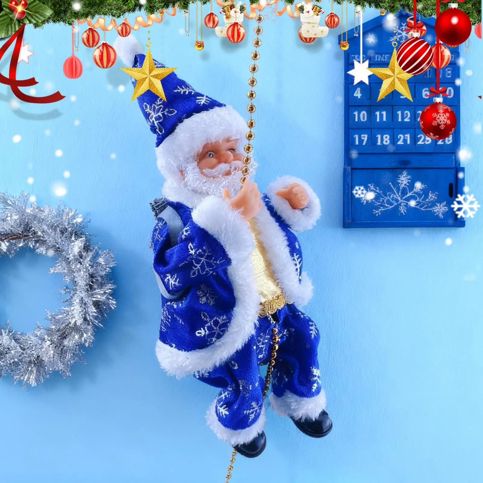 Climbing Santa Claus Musical Lighted Hangable Christmas Decor Indoor Wall Mounted Charm For Kids Adults Home Holiday Front Door view 2