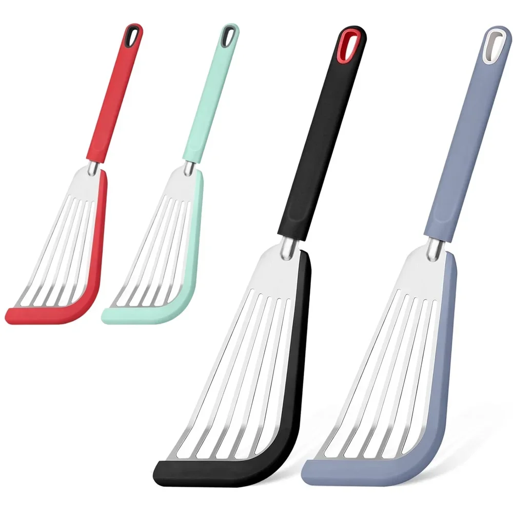 

Silicone Spatula Fish Frying Spatula Stainless Steel Non-stick Spatula Soft Edge Steak Pancake Flipping Spatula Cooking Kitchen