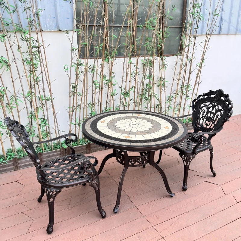 

Обеденный набор из литого алюминия в европейском стиле, патио, сад, терраса, столы для пикника, стулья и столы для вечеринок, мебель