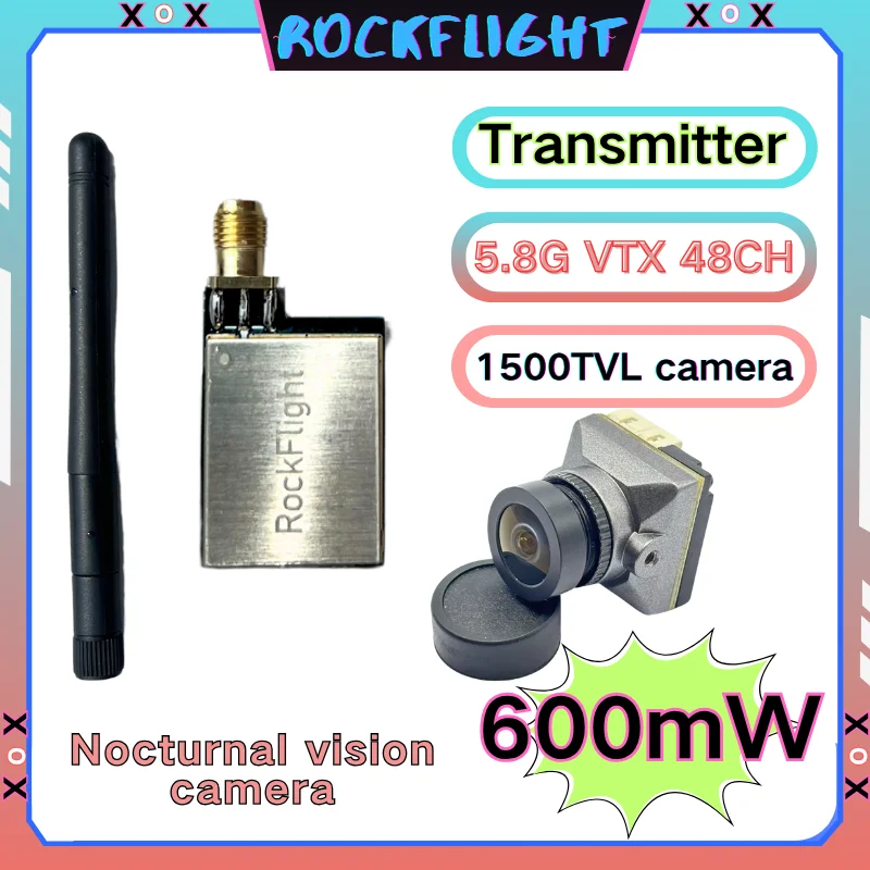 

Easy to use5.8G 48CH FPV RockFlight RF5806 Set Video VTX600mW Transmitter mini CMOS1500TVL ​Night Sight Camera with RacingDrone