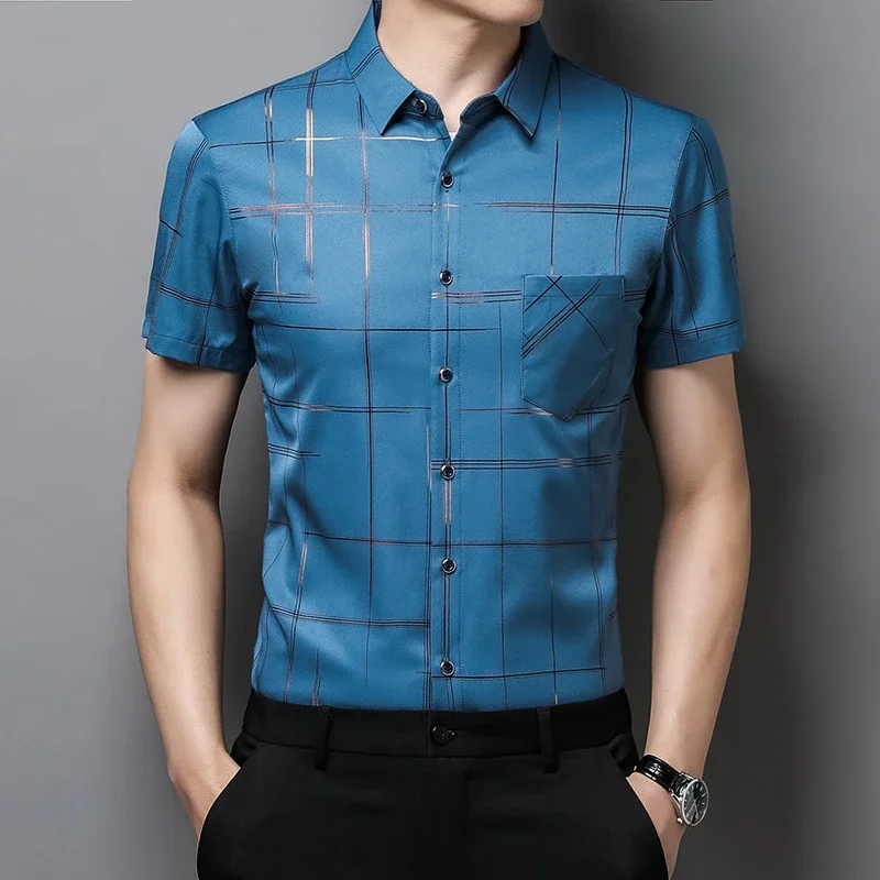 Neues Herren Business Casual Kurzarmhemd kein eisen-und falten resistentes Top