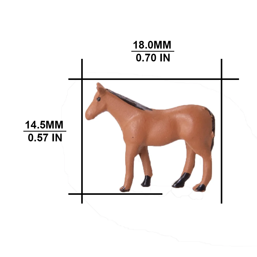 6pcs/set N Scale Miniature Horse Model 1:150 ABS Toys Painted Zoo Animals for Diy model Making/Farm Scene Layout/Diorama/Gift