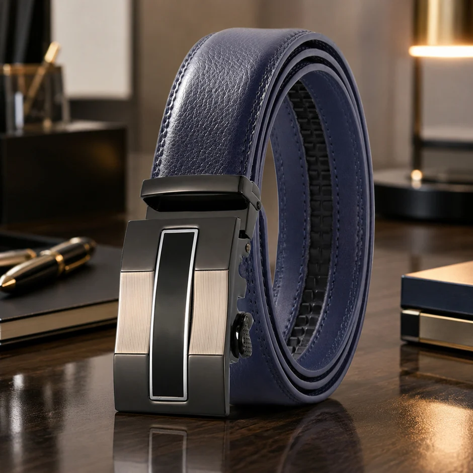 Plyesxale 3.5cm Width Cowhide Genuine Leather Men Belt Luxury Automatic Buckle Strap For Male Cinto Masculino Cummerbund B827