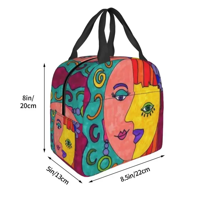Pablo Picasso Art Bolsa de almuerzo aislada para mujer, refrigerador impermeable, fiambrera térmica, playa, camping, viajes