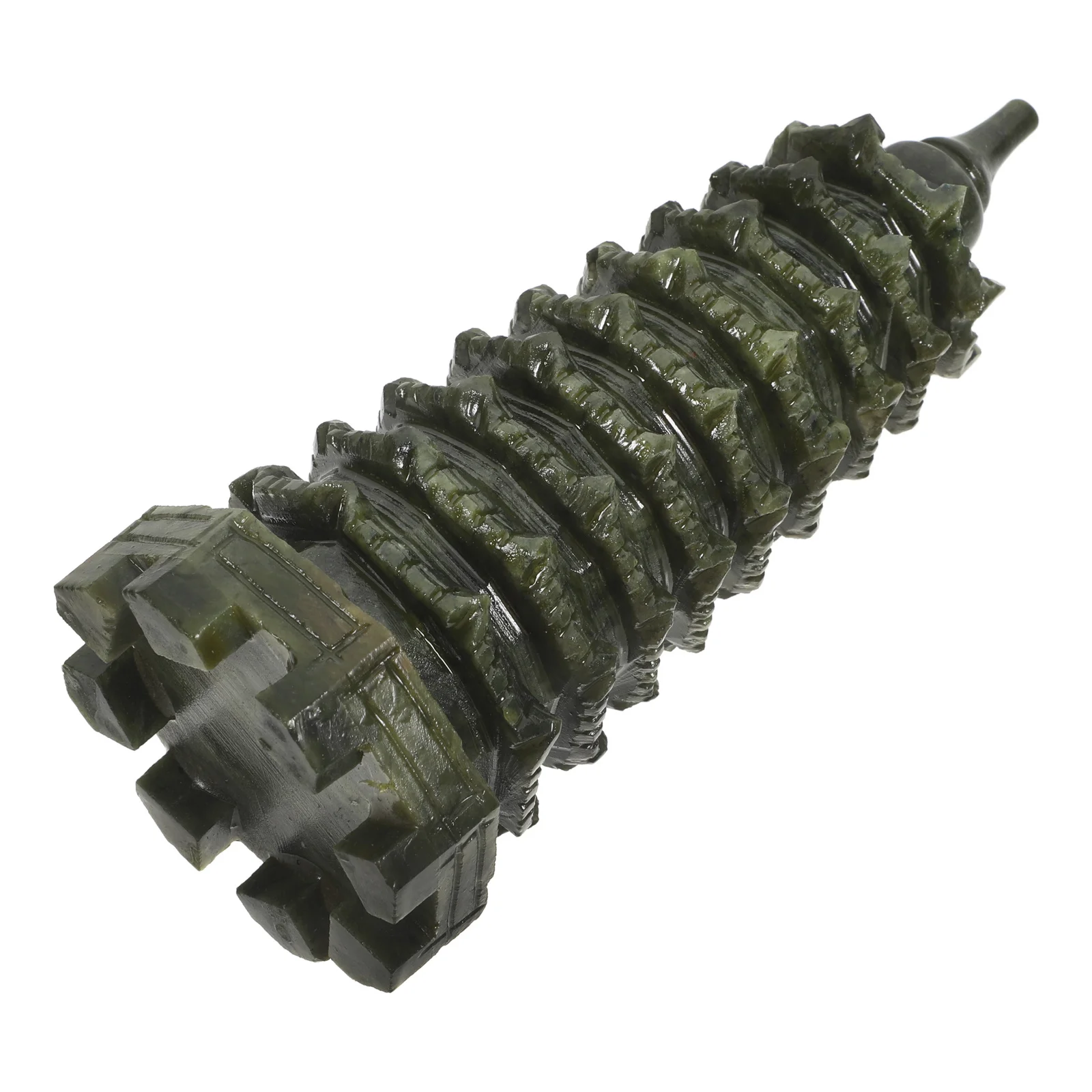 

Wenchang Tower Pagoda Jade Hand Carved Feng Shui Home Decor Collection Positive Energy Ornament 16Cm Pagoda Decor