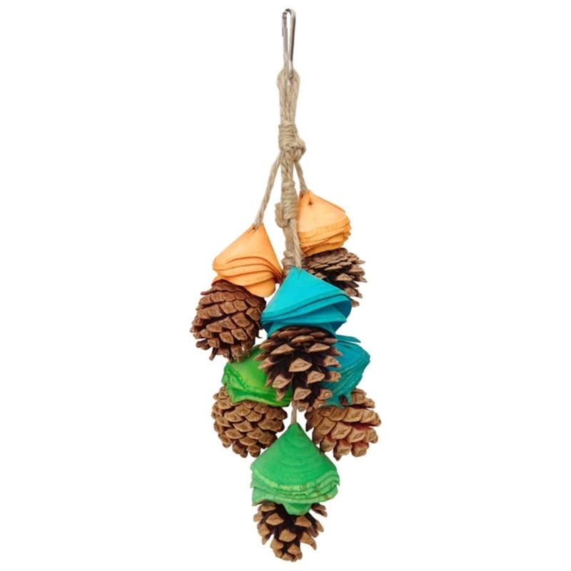 SZWA Bird Toy Parrot Chewing Toy Birdcage Tearing Toy Small Bird Cage Pinecone Hanging Toy for Conures Cockatiels