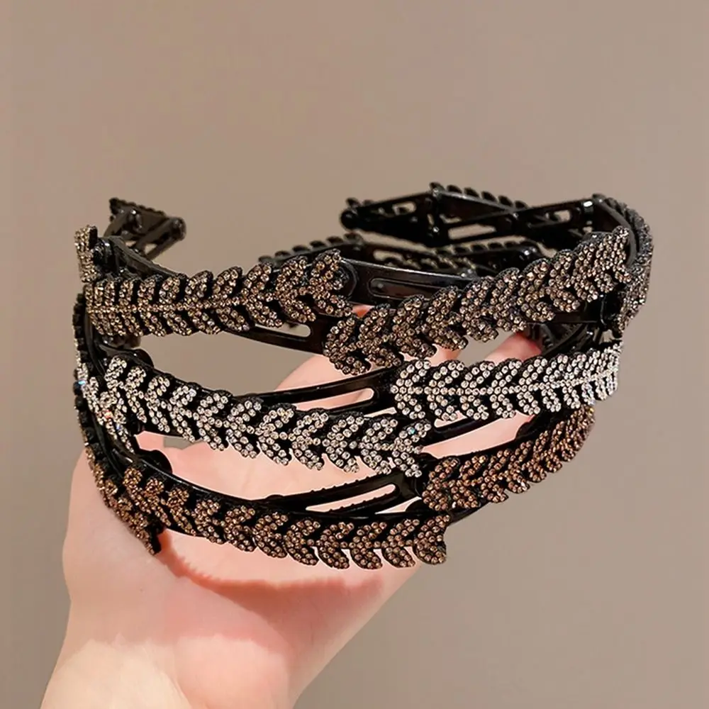 Sweet Foldable Rhinestone Headband Extendable Flower Pearl Hair Band Face Wash Hairband Thin Travel