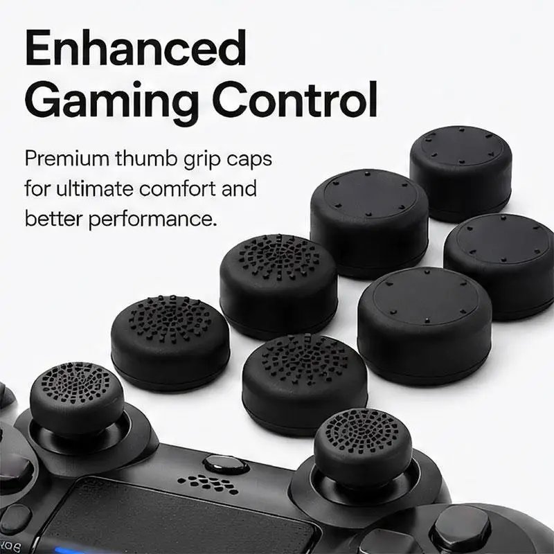 XDcase 8pcs Silicone Anti-Slip Joystick Cap Stackable Cover for PS5 / Switch Pro / Xbox 360 Gamepad(Black)